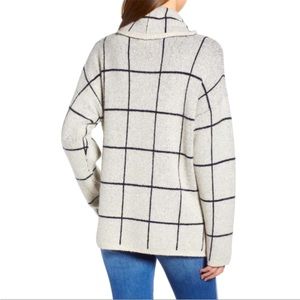 Madewell Windowpane Turtleneck black and beige Sweater Wool Blend Size Medium